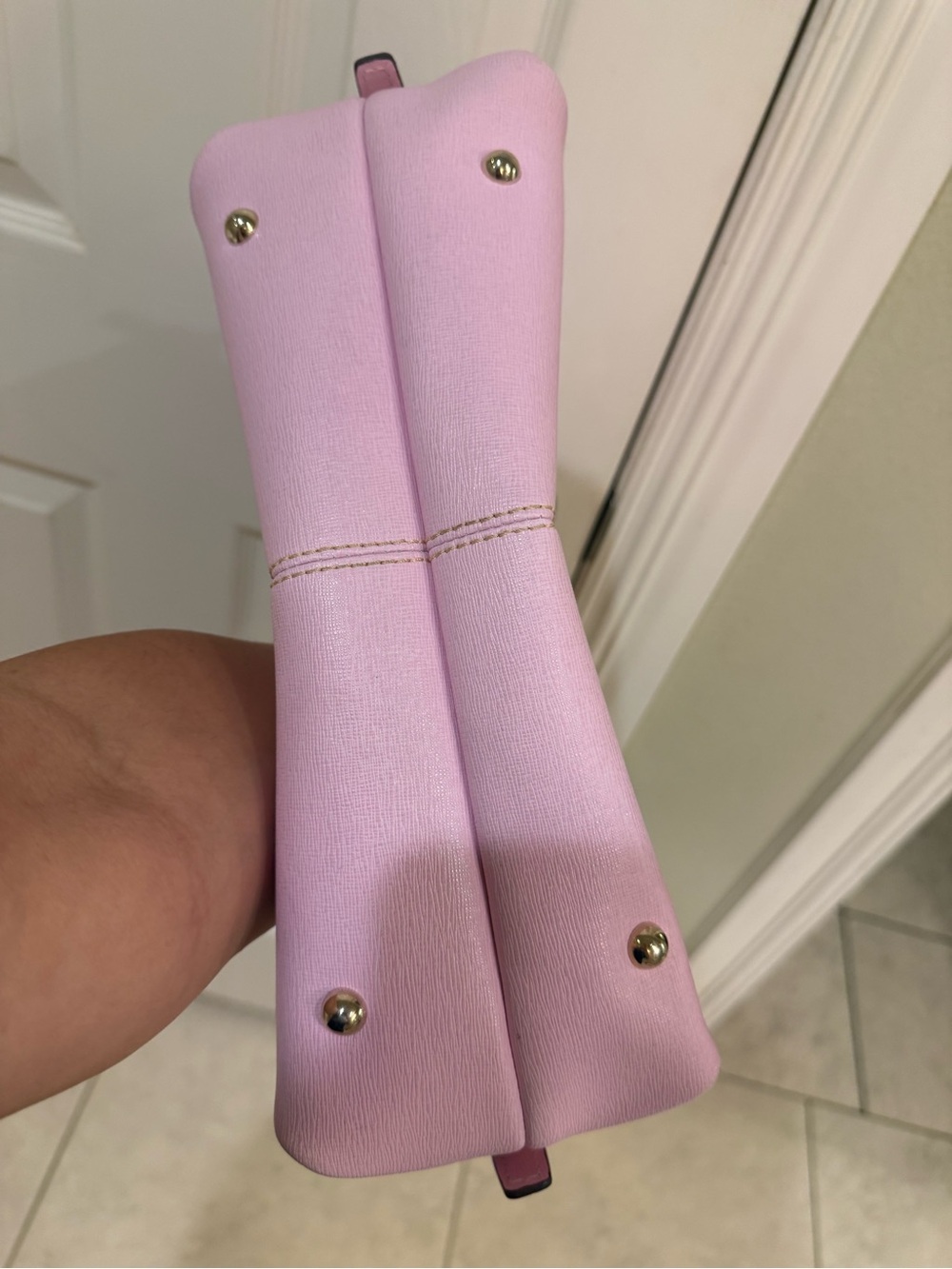 Dooney & Bourke Sara Pink Saffiano Shoulder Tote with Gold Hardware - Picture 12 of 12